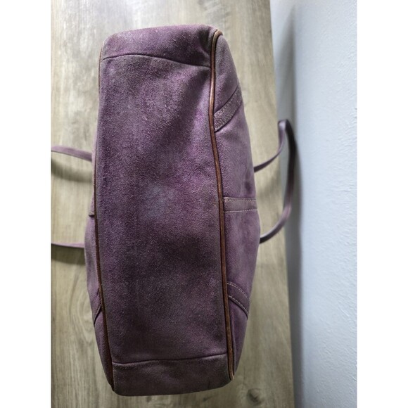 Vtg Coach Hampton Suede Book Tote Shoulder Bag Purse Plum Purple Silver F10411 - Picture 10 of 12